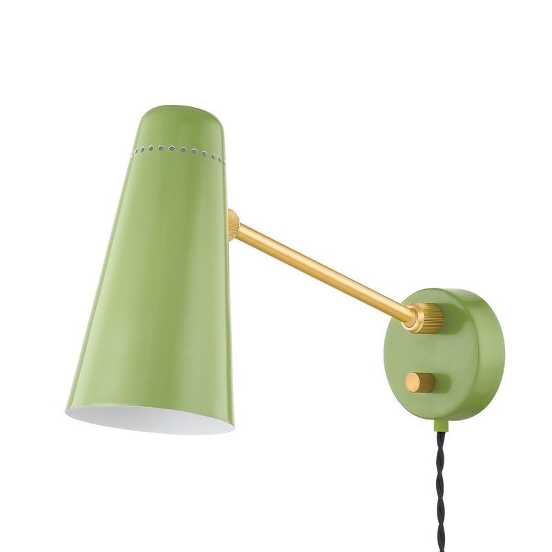 Mitzi HL598201-AGB/SGR Alex One Light Portable Wall Sconce, Aged Brass