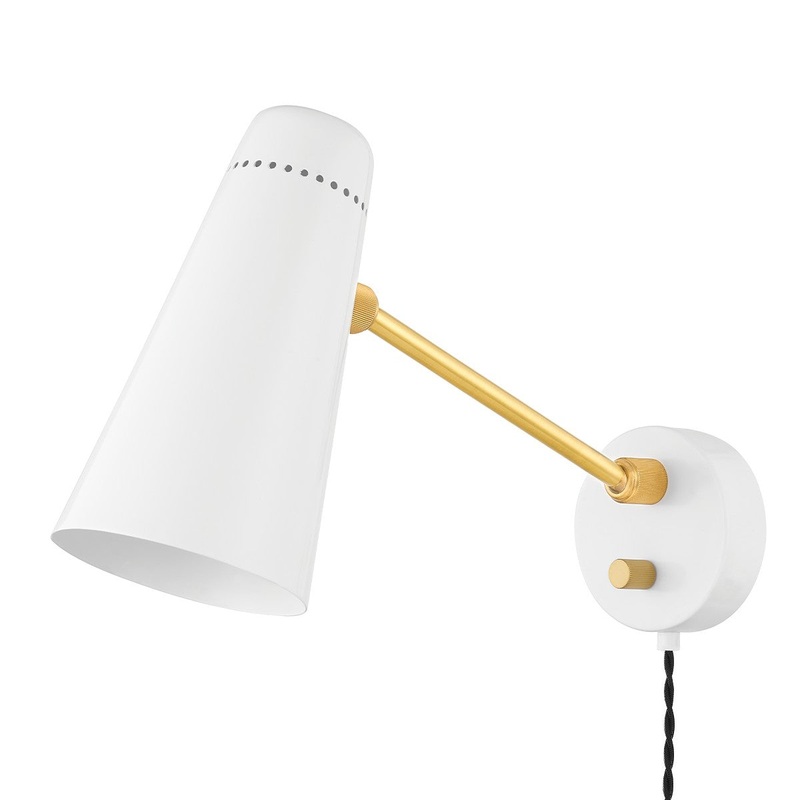 Mitzi HL598201-AGB/SWH Alex One Light Portable Wall Sconce, Aged Brass