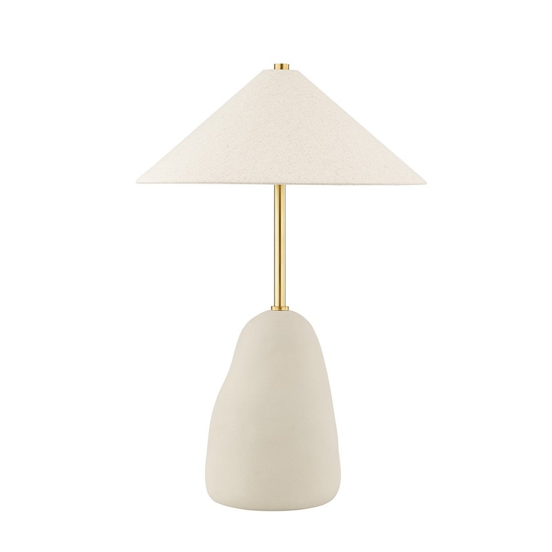 Mitzi HL692201-AGB/CBG Maia Two Light Table Lamp, Aged Brass/Ceramic Textured Beige