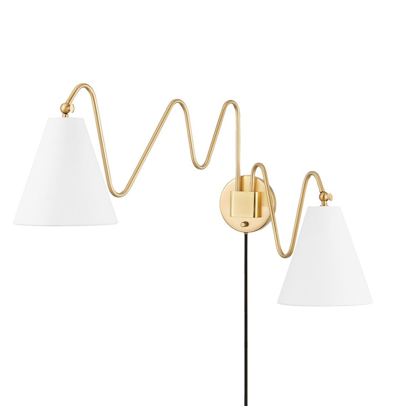 Mitzi HL699102-AGB Onda Two Light Wall Sconce, Aged Brass