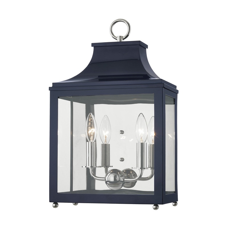 Mitzi H259102-PN/NVY Leigh Two Light Wall Sconce, Polished Nickel/Navy