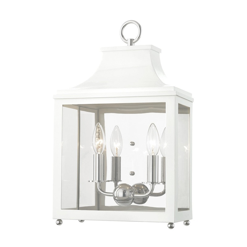 Mitzi H259102-PN/WH Leigh Two Light Wall Sconce, Polished Nickel/White