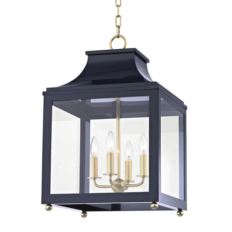 Mitzi H259704L-AGB/NVY Leigh Four Light Pendant, Aged Brass/Navy