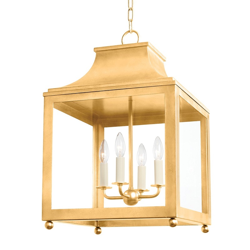 Mitzi H259704L-VGL Leigh Four Light Pendant, Vintage Gold Leaf