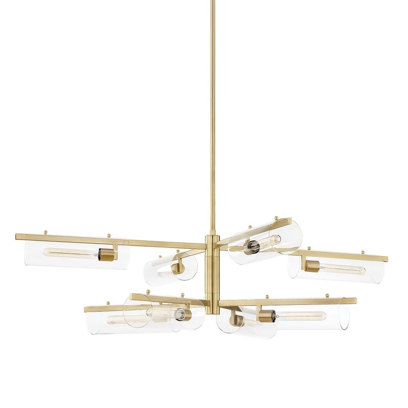 Mitzi H326808-AGB Ariel Eight Light Chandelier, Aged Brass