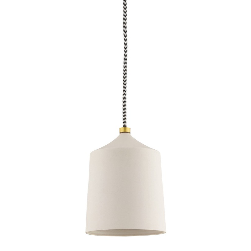 Mitzi H339701-AGB/MW Megan One Light Pendant, Aged Brass/Matte White