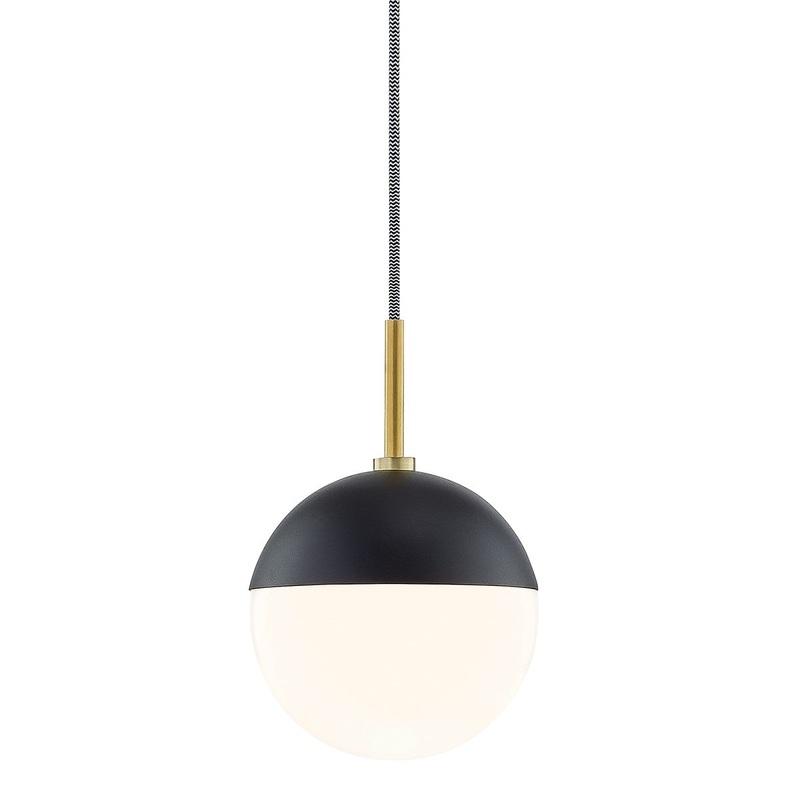 Mitzi H344701-AGB/BK Renee One Light Pendant, Aged Brass/Black