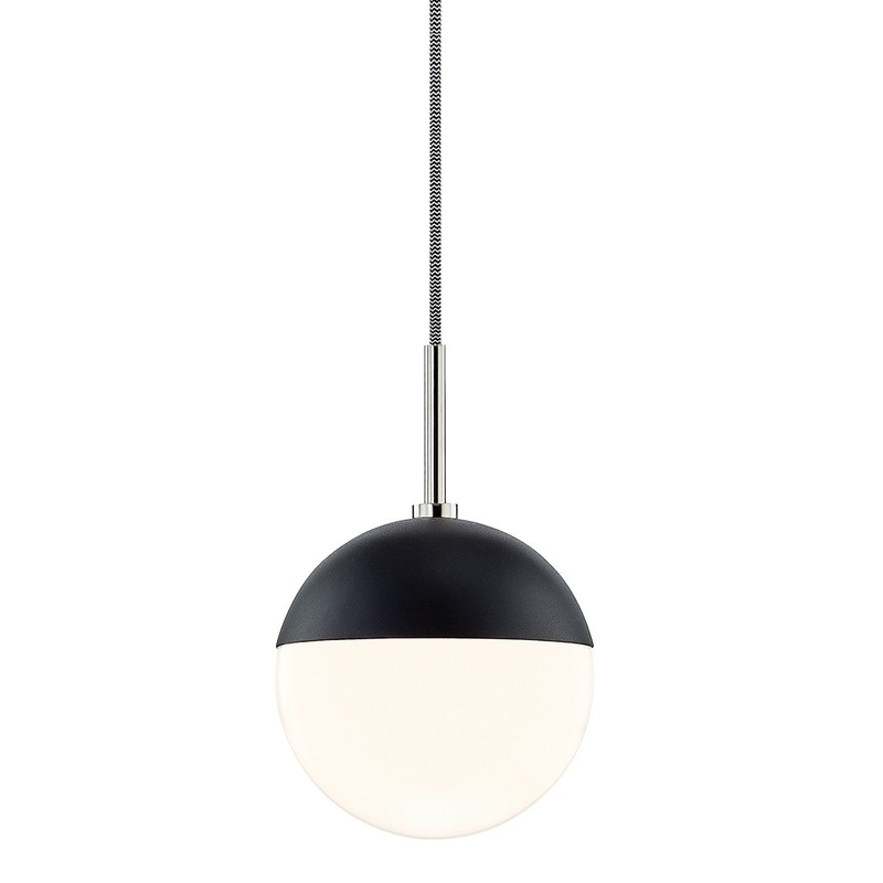 Mitzi H344701-PN/BK Renee One Light Pendant, Polished Nickel/Black
