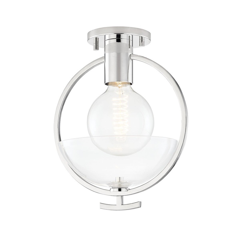 Mitzi H387601-PN Ringo One Light Semi Flush Mount, Polished Nickel
