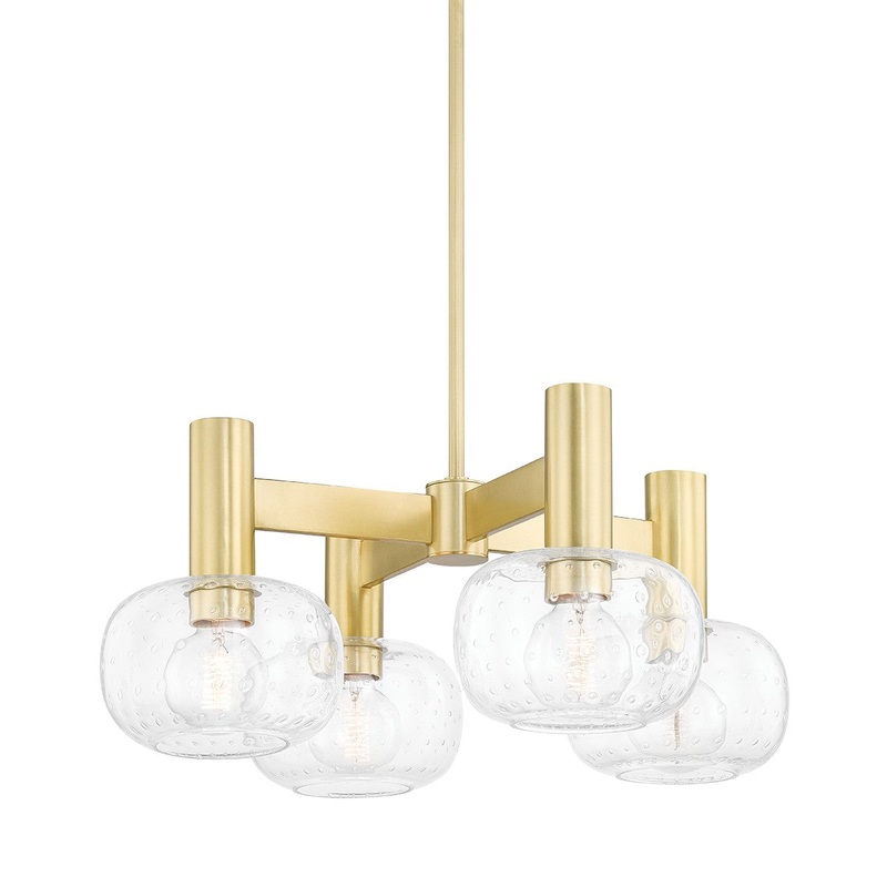 Mitzi H403804-AGB Harlow Four Light Chandelier, Aged Brass