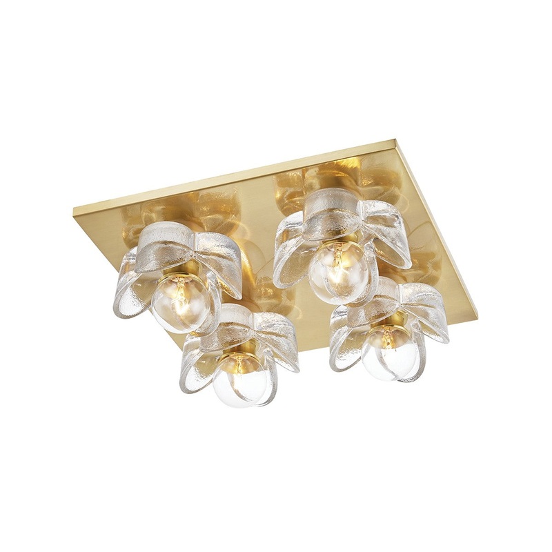 Mitzi H410504-AGB Shea Four Light Flush Mount, Aged Brass