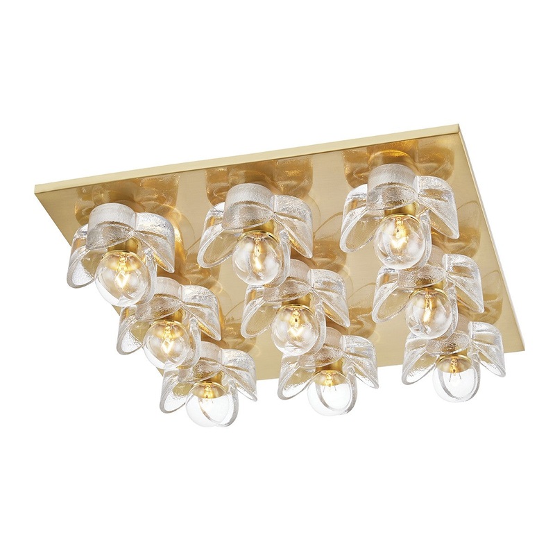 Mitzi H410509-AGB Shea Nine Light Flush Mount, Aged Brass