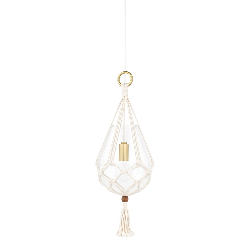 Mitzi H411701S-AGB Tessa One Light Pendant, Aged Brass