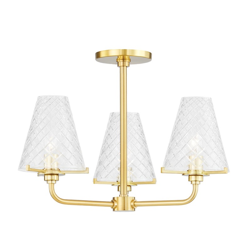 Mitzi H495603-AGB Irene Three Light Semi Flush Mount, Aged Brass