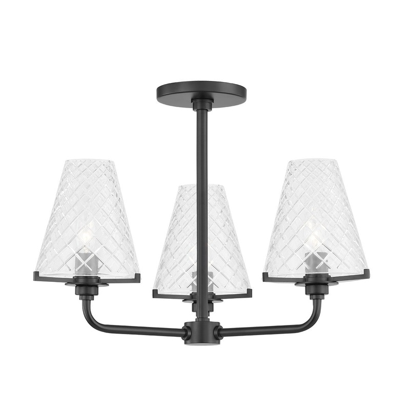 Mitzi H495603-SBK Irene Three Light Semi Flush Mount, Soft Black