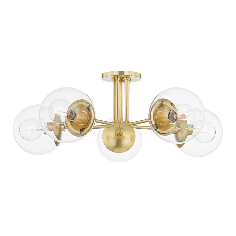 Mitzi H503605-AGB Meadow Five Light Semi Flush Mount, Aged Brass