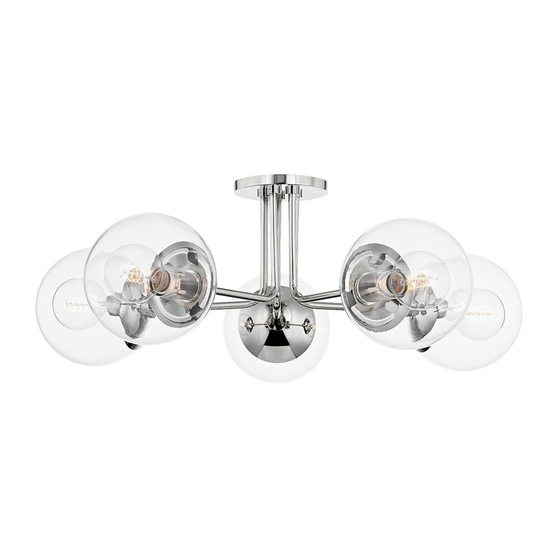 Mitzi H503605-PN Meadow Five Light Semi Flush Mount, Polished Nickel