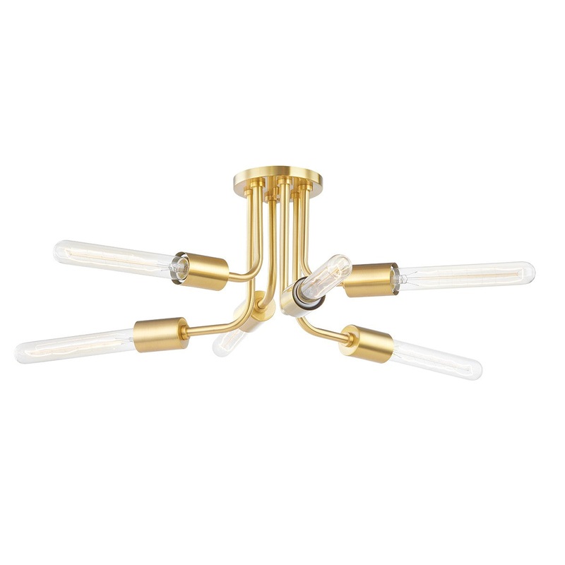 Mitzi H510606-AGB Donny Six Light Semi Flush Mount, Aged Brass