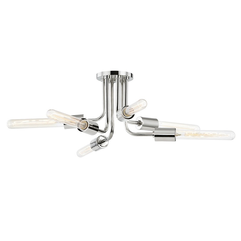 Mitzi H510606-PN Donny Six Light Semi Flush Mount, Polished Nickel