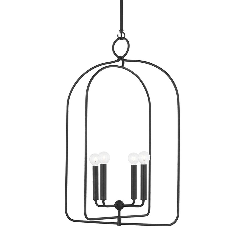 Mitzi H512701L-AI Mallory Four Light Pendant, Aged Iron