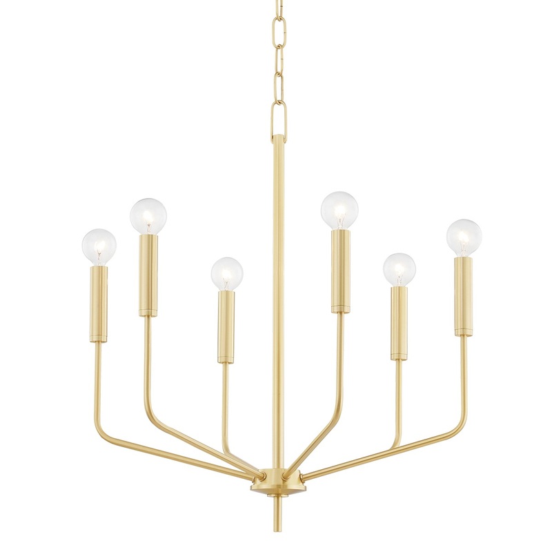 Mitzi H516806-AGB Bailey Six Light Chandelier, Aged Brass
