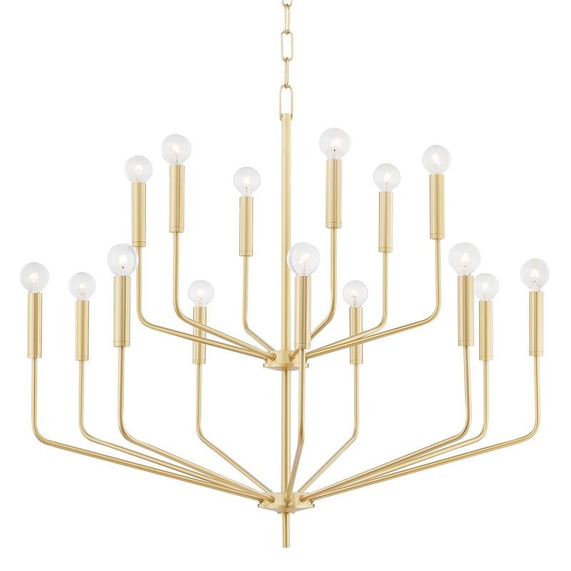 Mitzi H516815-AGB Bailey 15 Light Chandelier, Aged Brass