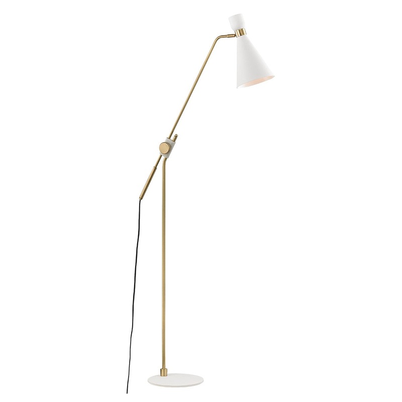 Mitzi HL295401-AGB/WH Willa One Light Floor Lamp, Aged Brass/Soft Off White