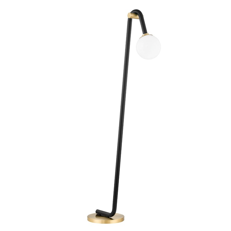 Mitzi HL382401-AGB/BK Whit One Light Floor Lamp, Aged Brass/Black