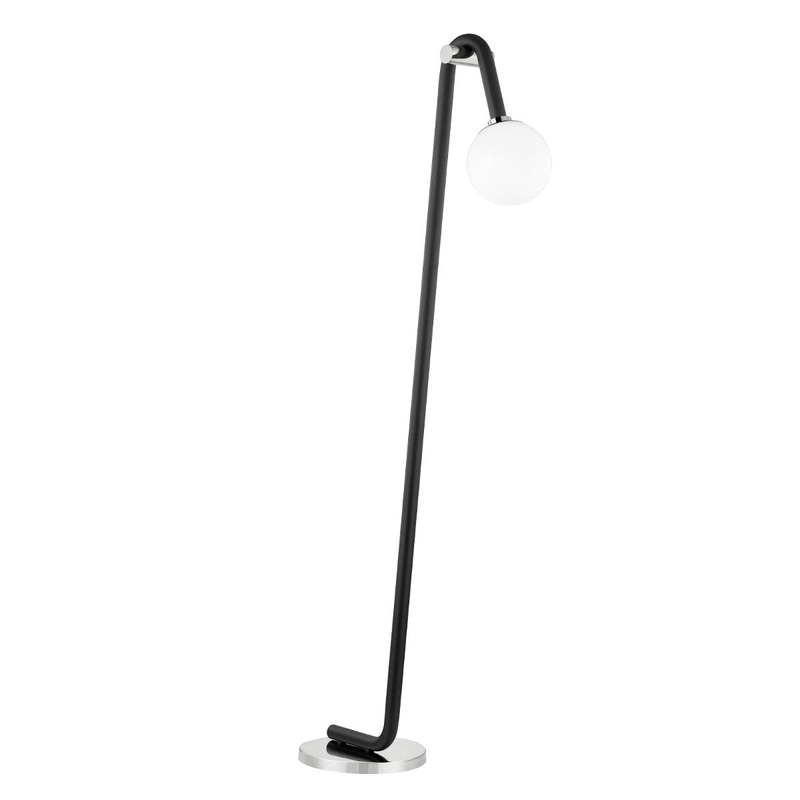 Mitzi HL382401-PN/BK Whit One Light Floor Lamp, Polished Nickel/Black