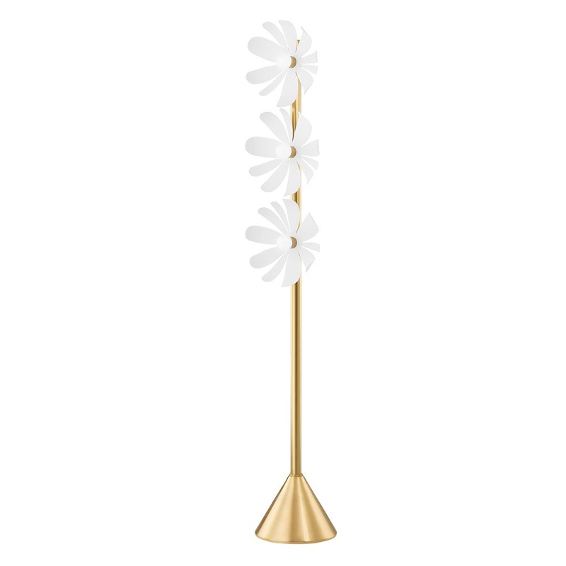 Mitzi HL698403-AGB/TWH Twiggy Three Light Floor Lamp, Aged Brass/Textured White Combo