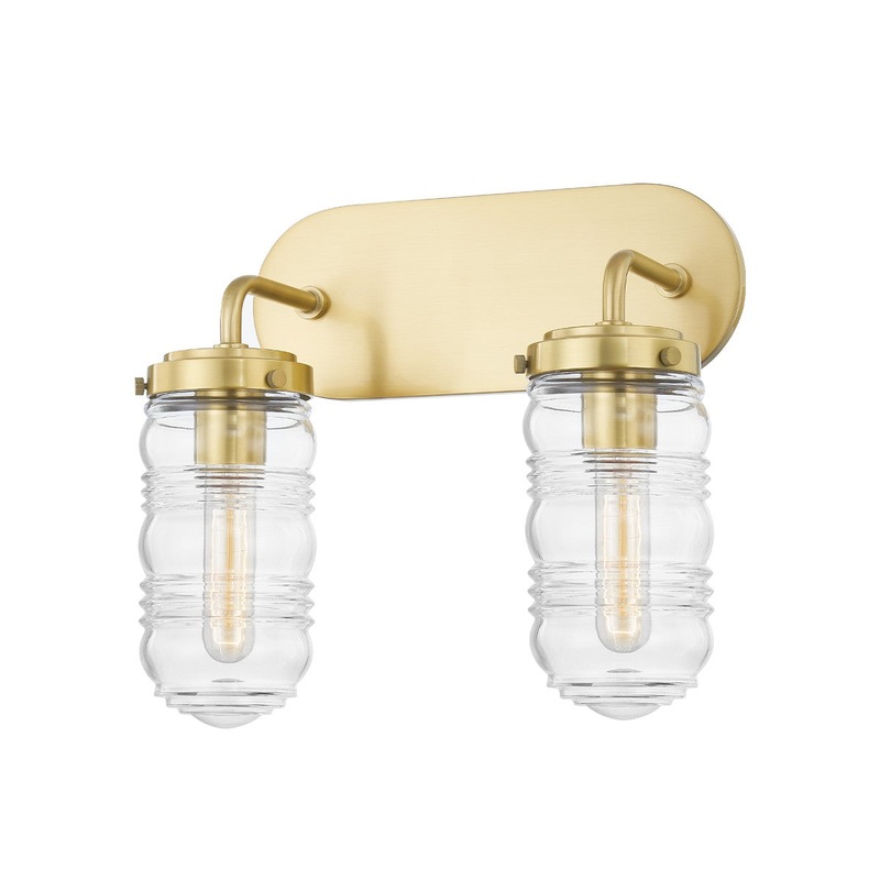 Mitzi H124302-AGB Clara Two Light Bath Bracket, Aged Brass