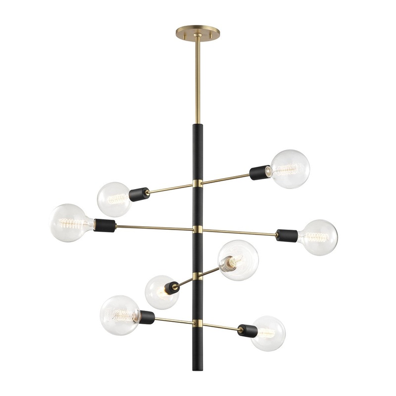 Mitzi H178808-AGB/BK Astrid Eight Light Chandelier, Aged Brass/Black