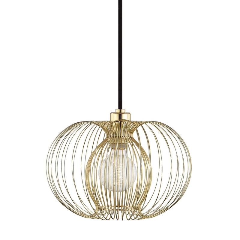Mitzi H181701S-PB Jasmine One Light Pendant, Polished Brass