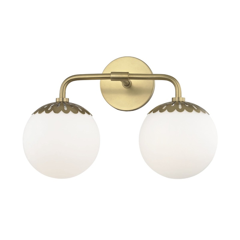 Mitzi H193302-AGB Paige Two Light Bath Bracket, Aged Brass