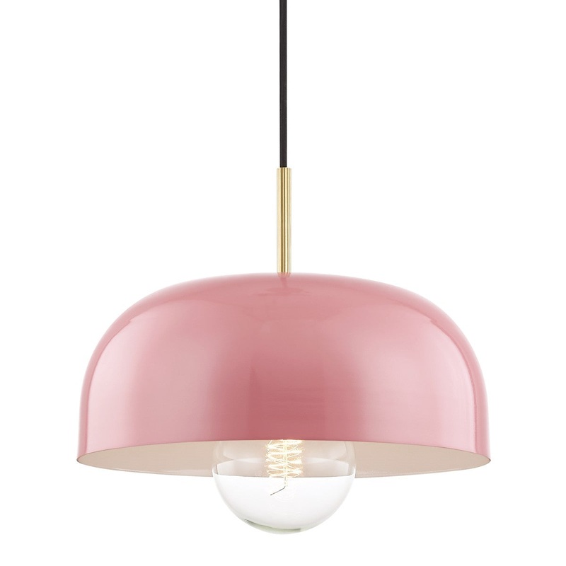 Mitzi H199701L-AGB/PK Avery One Light Pendant, Aged Brass/Pink