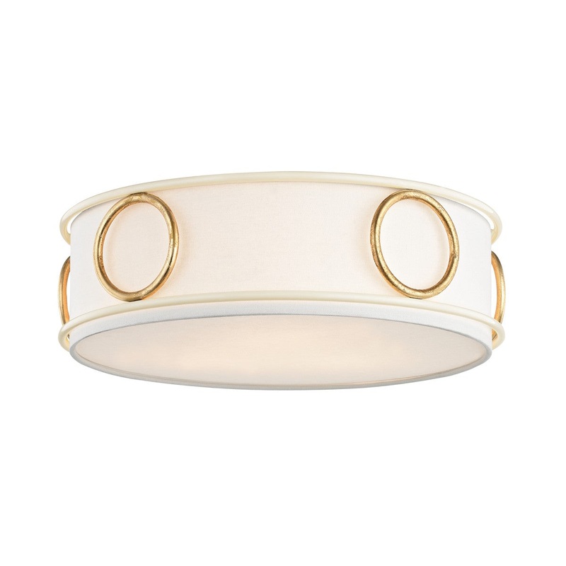 Mitzi H236503-GL/CR Jade Three Light Flush Mount, Gold Leaf/Cream