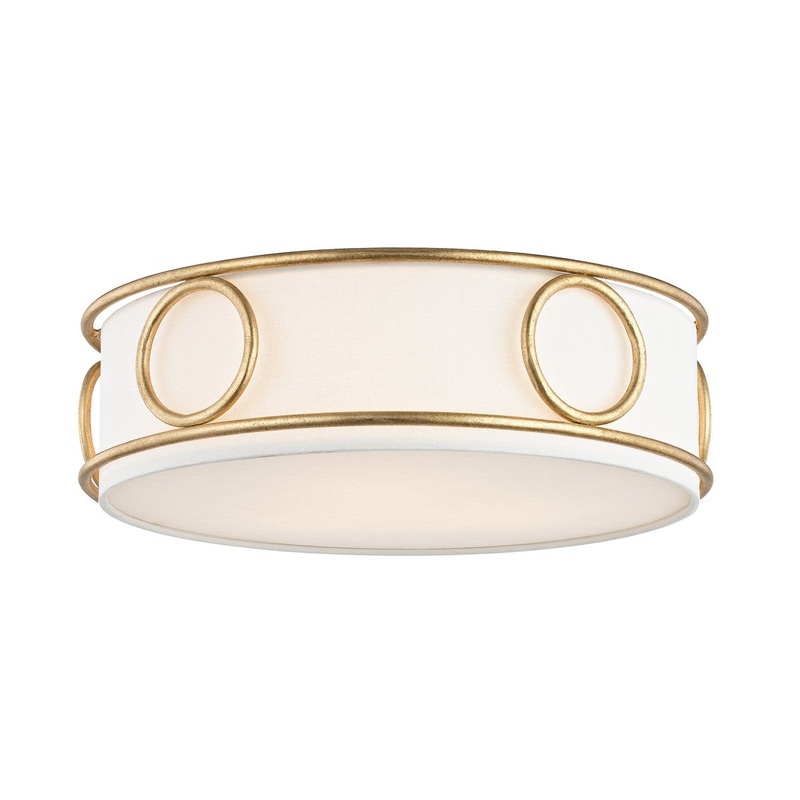 Mitzi H236503-GL Jade Three Light Flush Mount, Gold Leaf