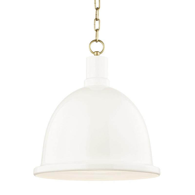 Mitzi H238701L-AGB/CR Blair One Light Pendant, Aged Brass/Cream