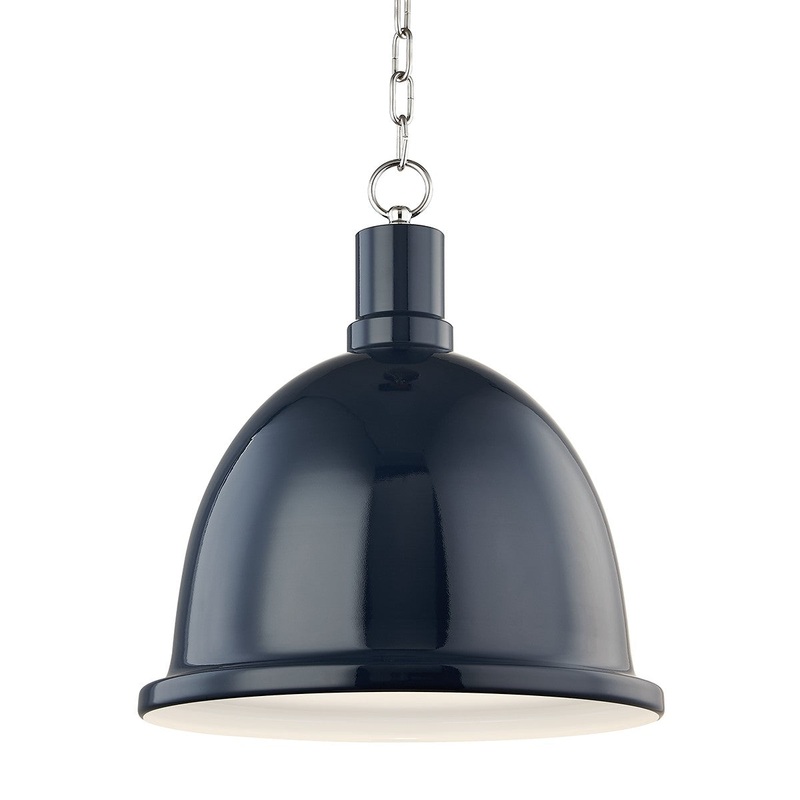Mitzi H238701L-PN/NVY Blair One Light Pendant, Polished Nickel/Navy