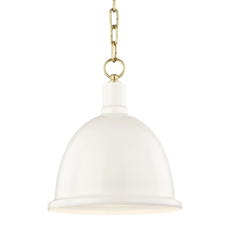 Mitzi H238701S-AGB/CR Blair One Light Pendant, Aged Brass/Cream