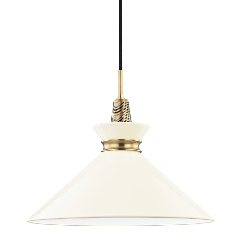 Mitzi H251701L-AGB/CR Kiki One Light Pendant, Aged Brass/Cream