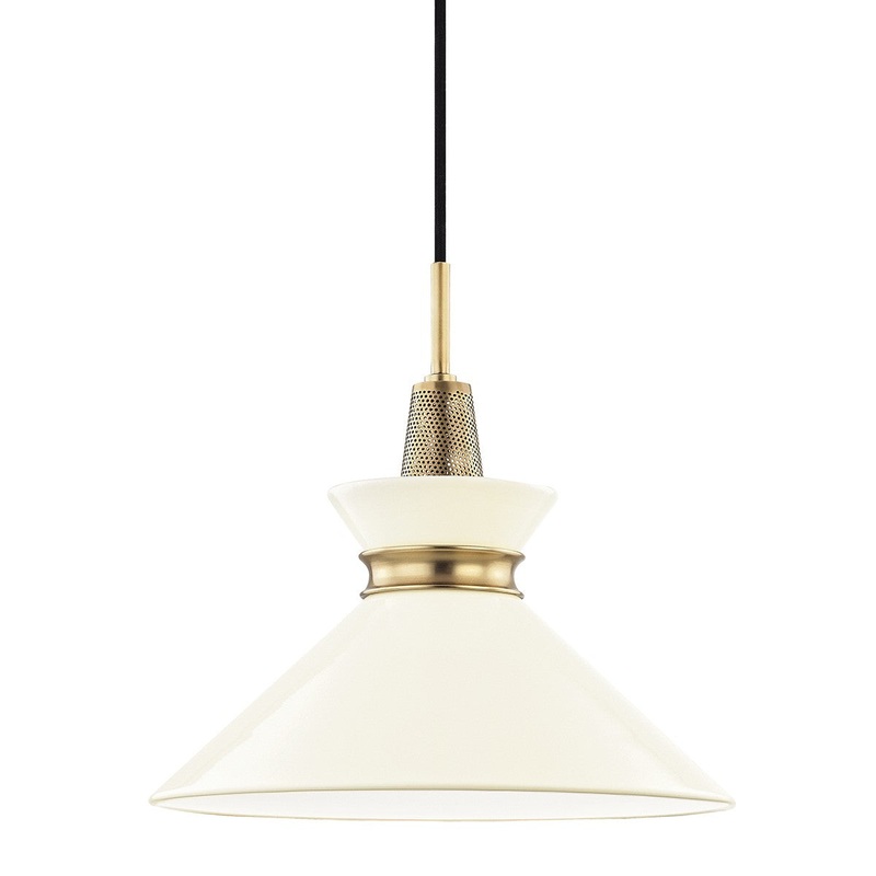 Mitzi H251701S-AGB/CR Kiki One Light Pendant, Aged Brass/Cream