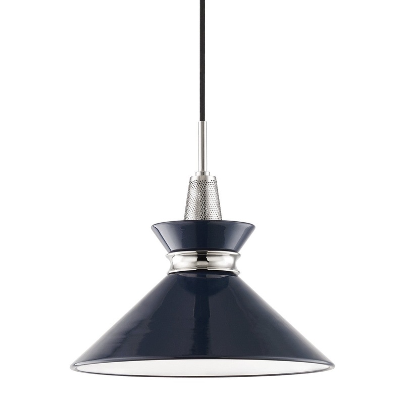 Mitzi H251701S-PN/NVY Kiki One Light Pendant, Polished Nickel/Navy