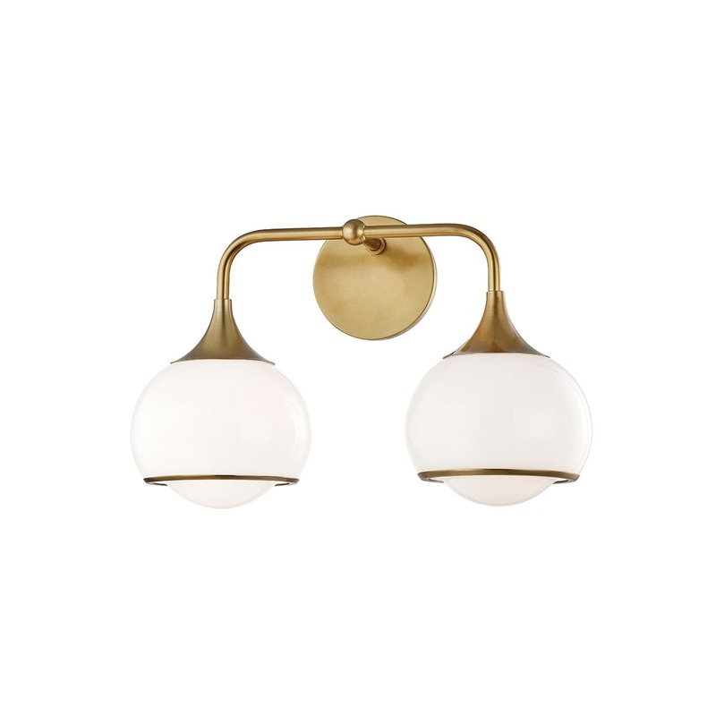 Mitzi H281302-AGB Reese Two Light Wall Sconce, Aged Brass