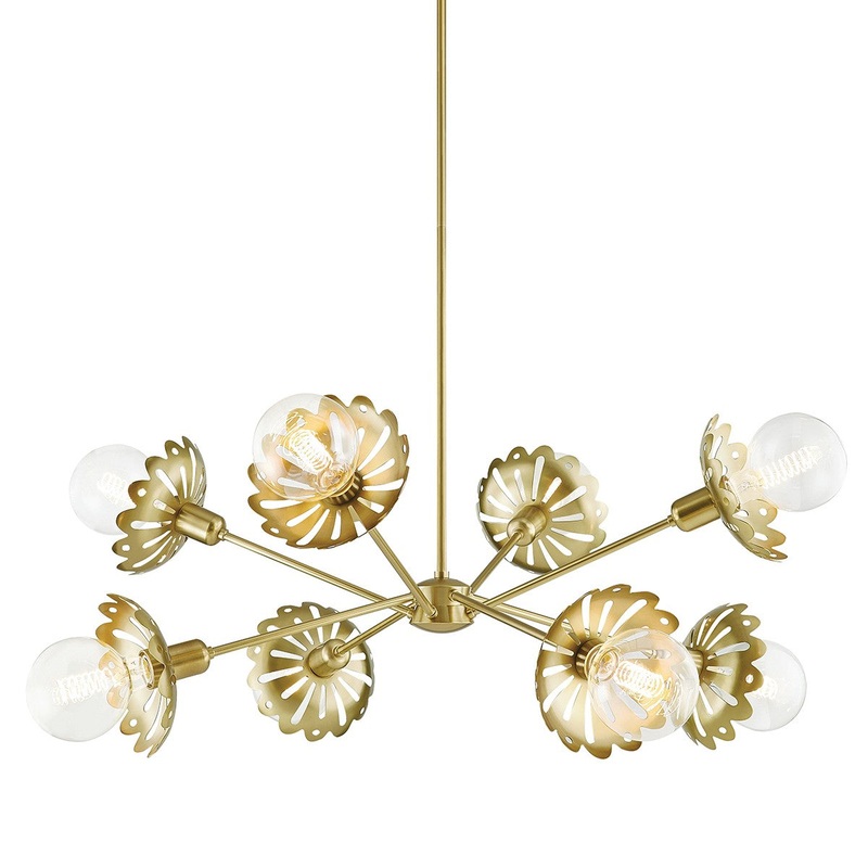 Mitzi H353808-AGB Alyssa Eight Light Chandelier, Aged Brass