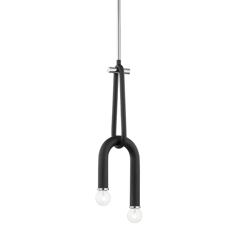 Mitzi H382702-PN/BK Whit Two Light Pendant, Polished Nickel/Black