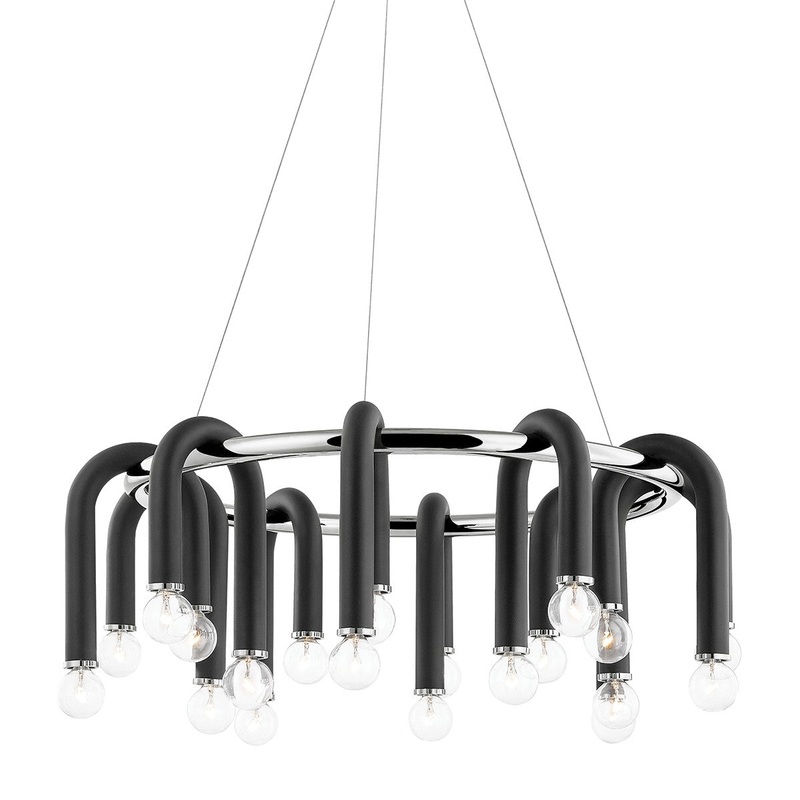 Mitzi H382820-PN/BK Whit 20 Light Chandelier, Polished Nickel/Black