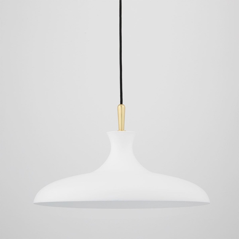 Mitzi H421701L-AGB/WH Cassidy One Light Pendant, Aged Brass/Soft Off White