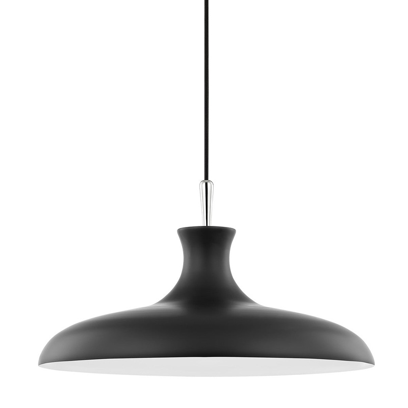 Mitzi H421701L-PN/BK Cassidy One Light Pendant, Polished Nickel/Black