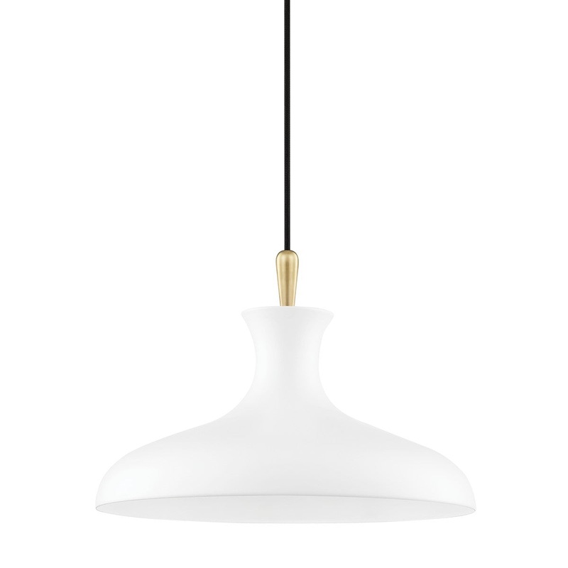 Mitzi H421701S-AGB/WH Cassidy One Light Pendant, Aged Brass/Soft Off White